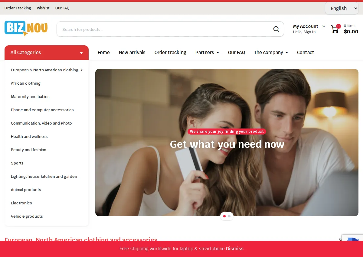 Store homepage