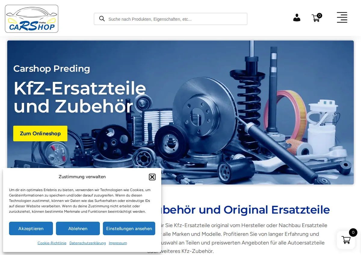 Store homepage