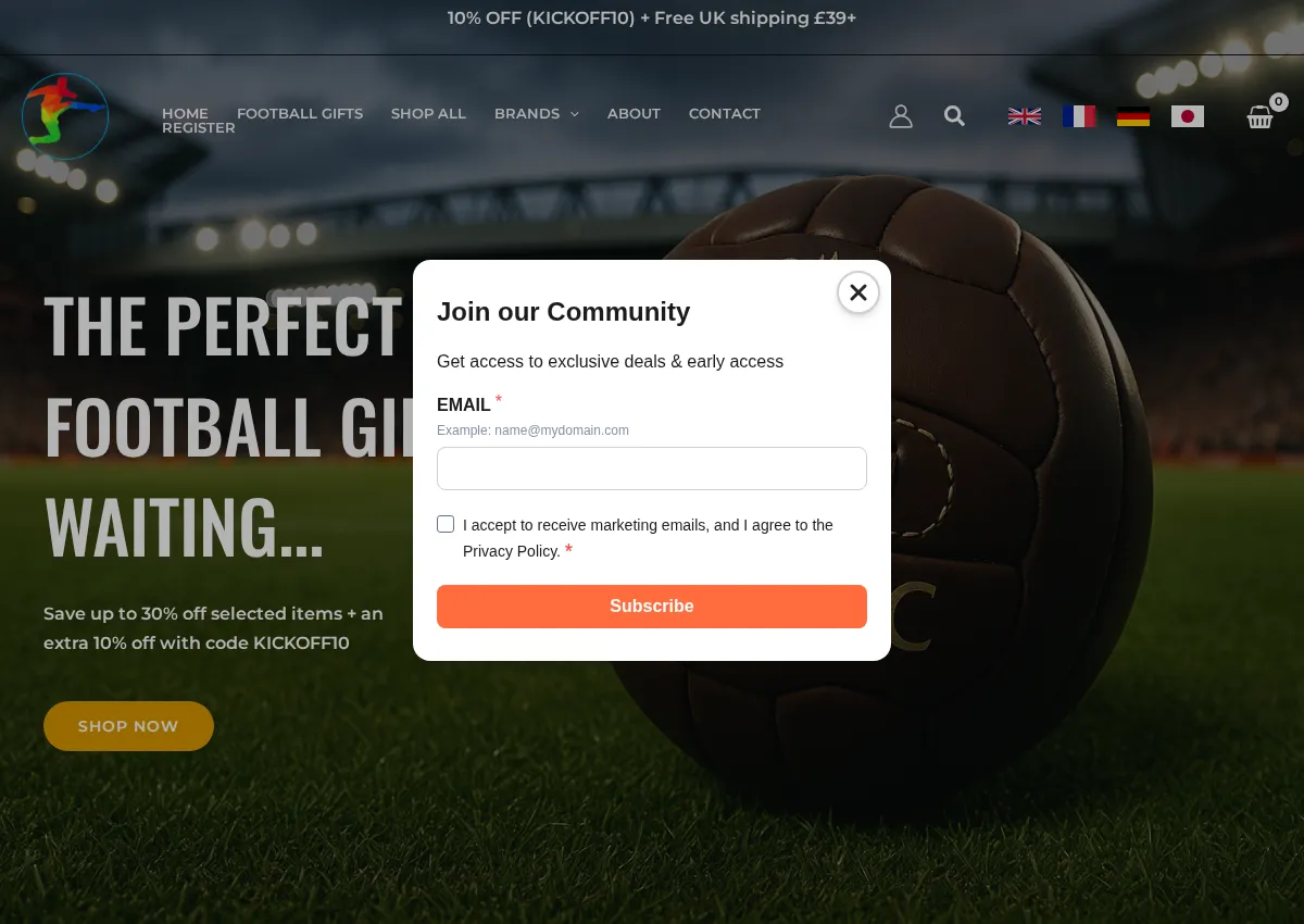 Store homepage