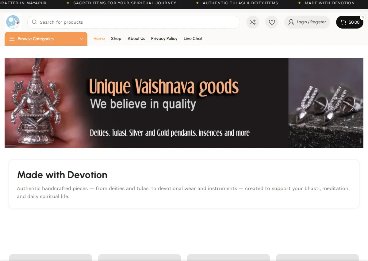 Store homepage
