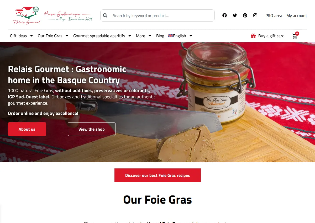 Store homepage