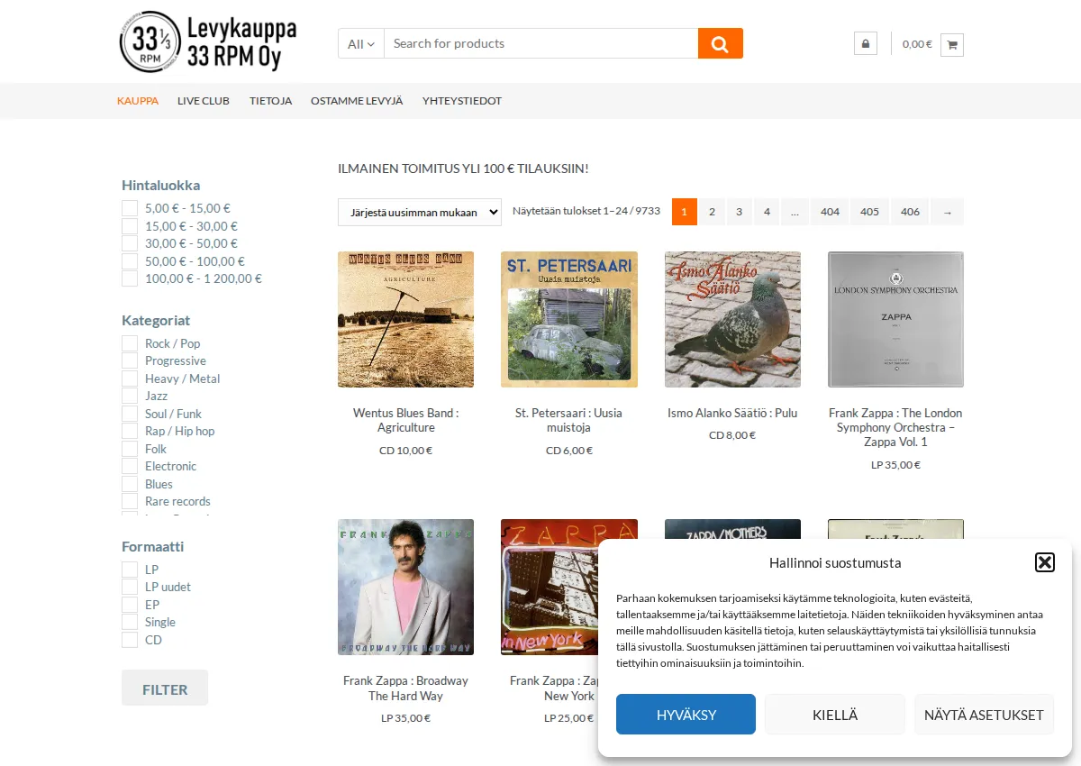 Store homepage