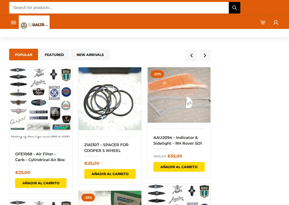 Store homepage