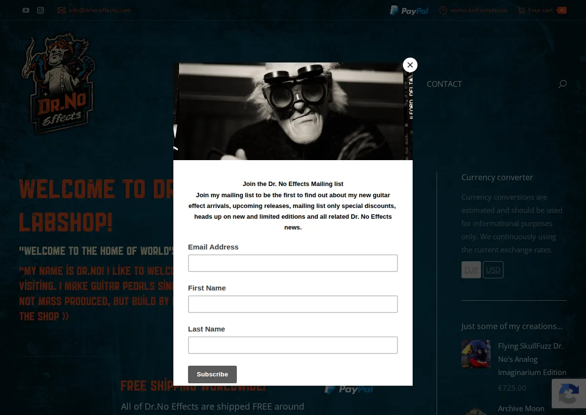Store homepage