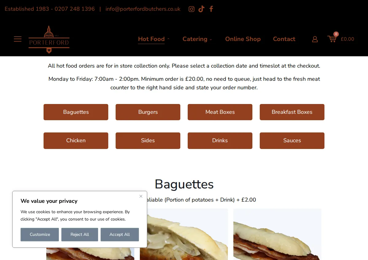 Store homepage