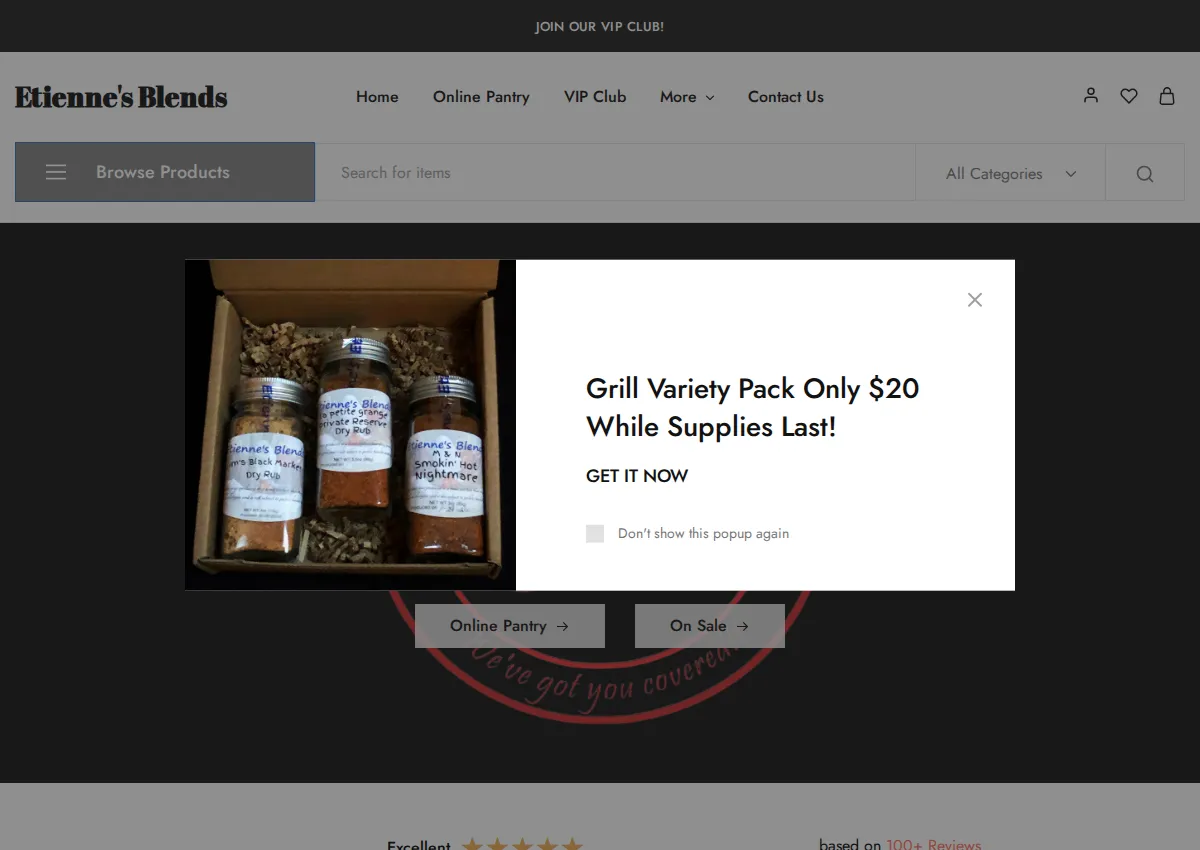 Store homepage