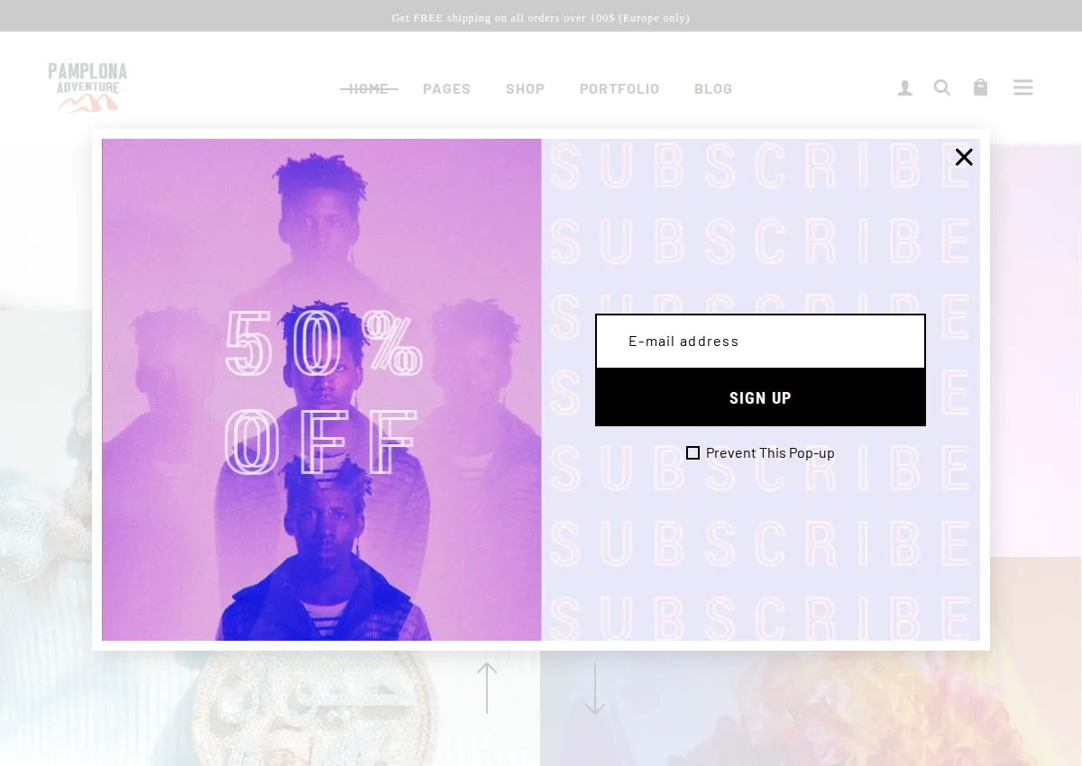 Store homepage