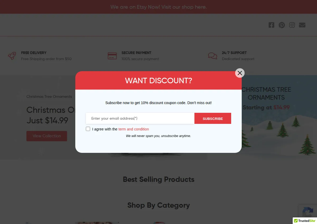 Store homepage