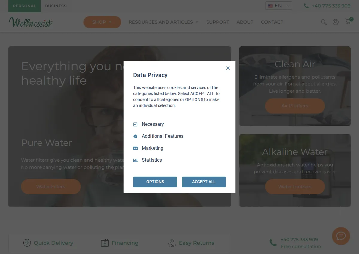 Store homepage