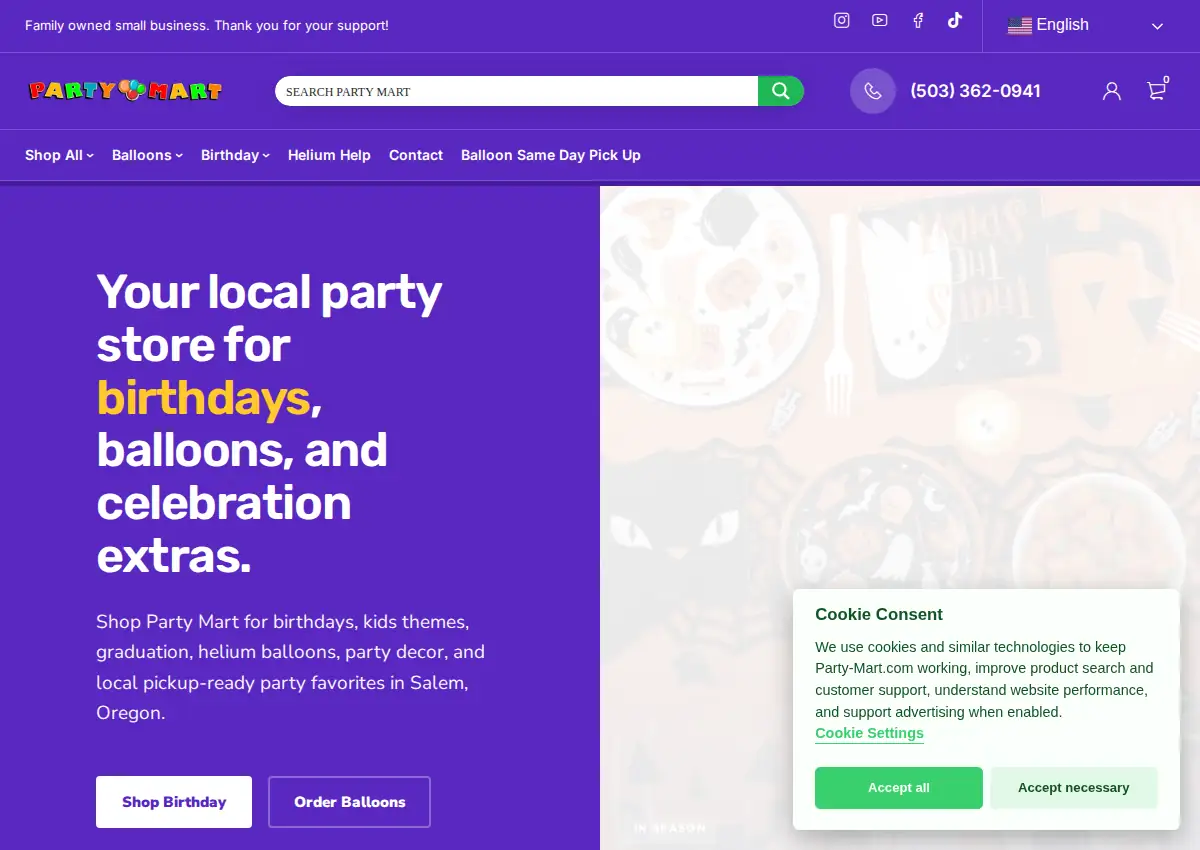 Store homepage