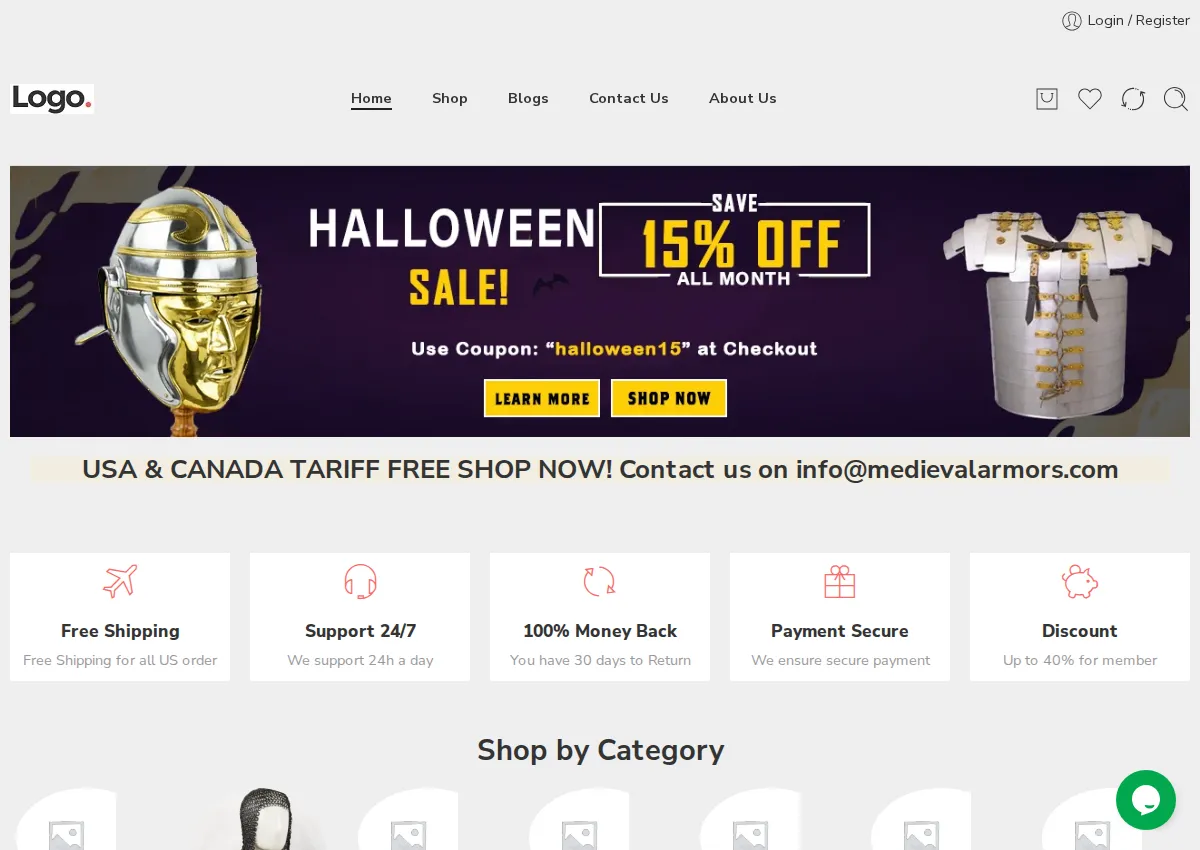 Store homepage