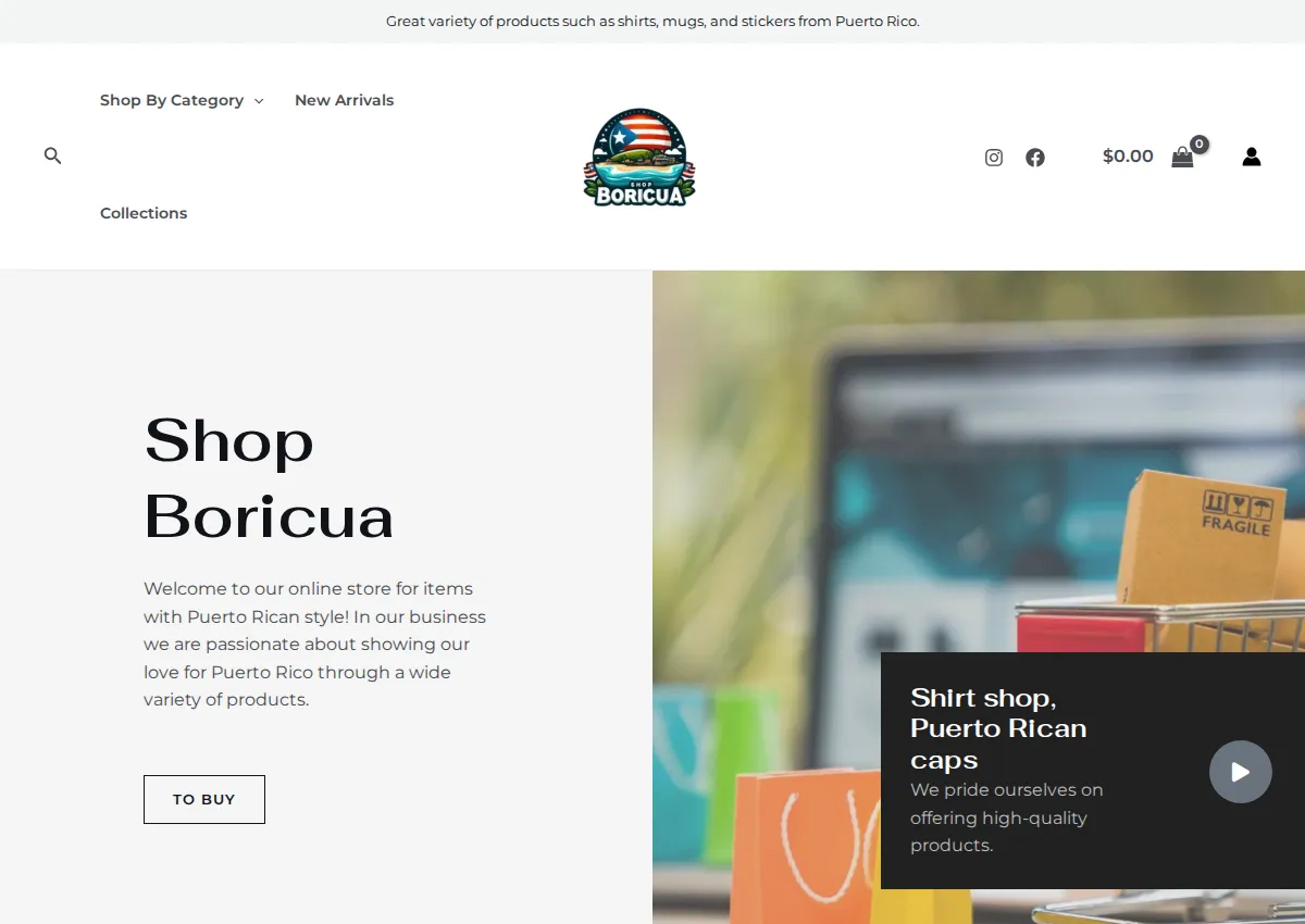 Store homepage