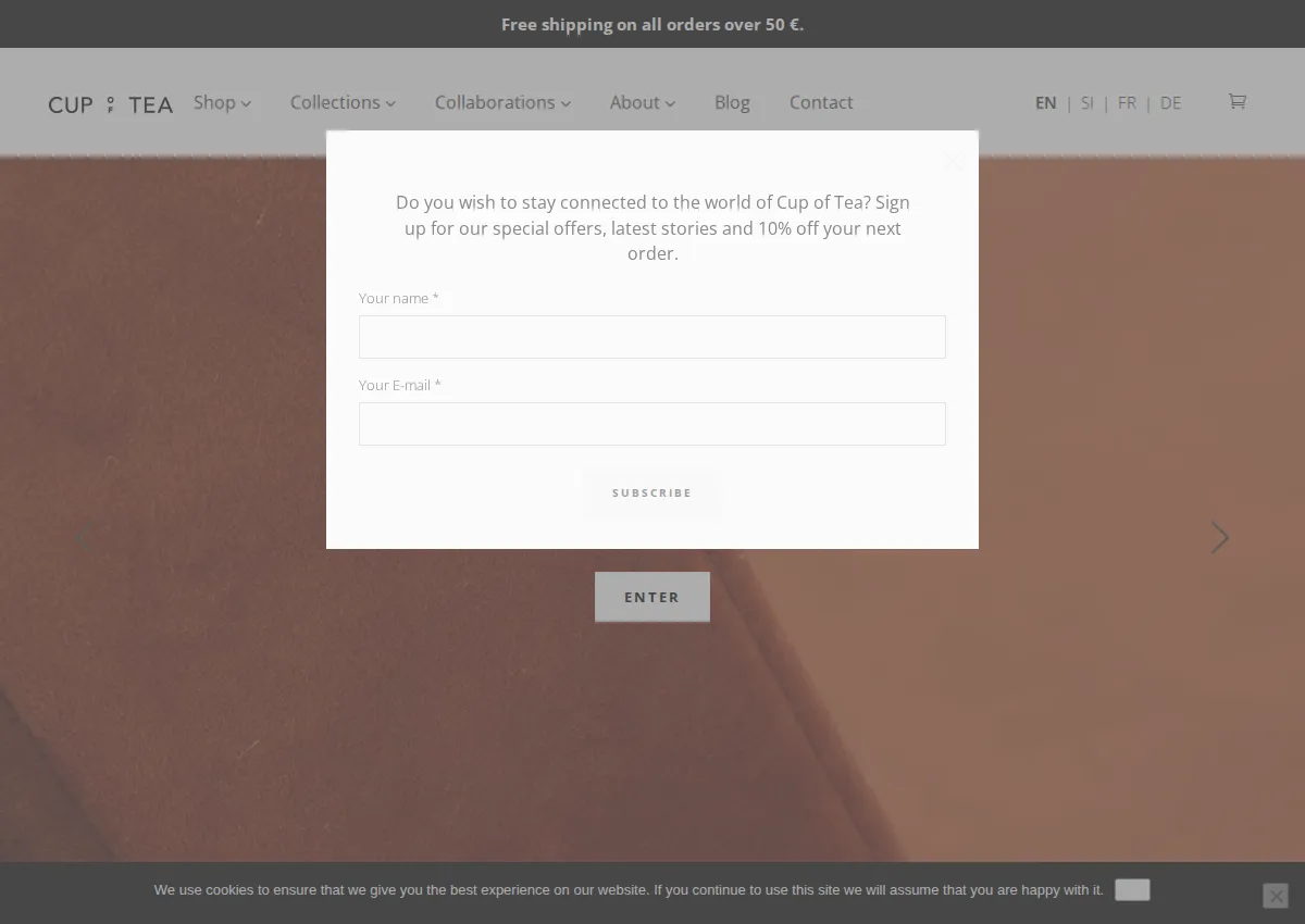Store homepage