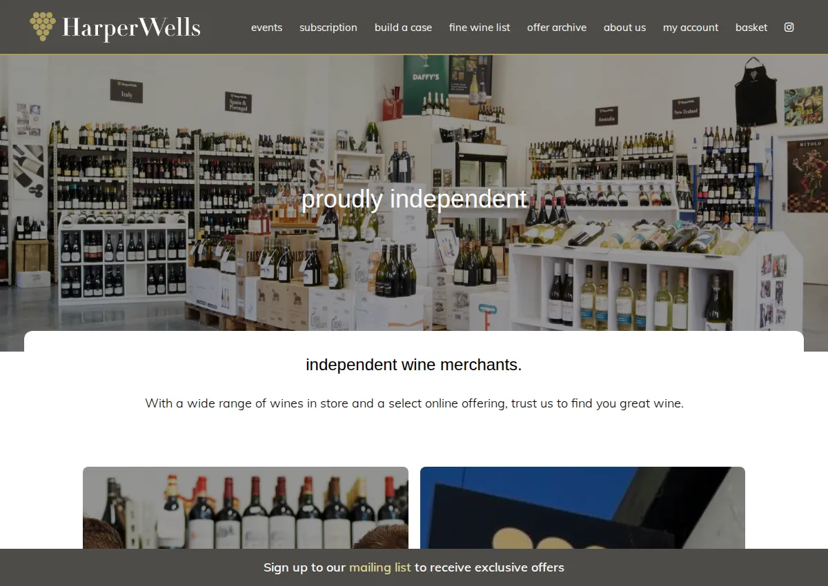 Store homepage