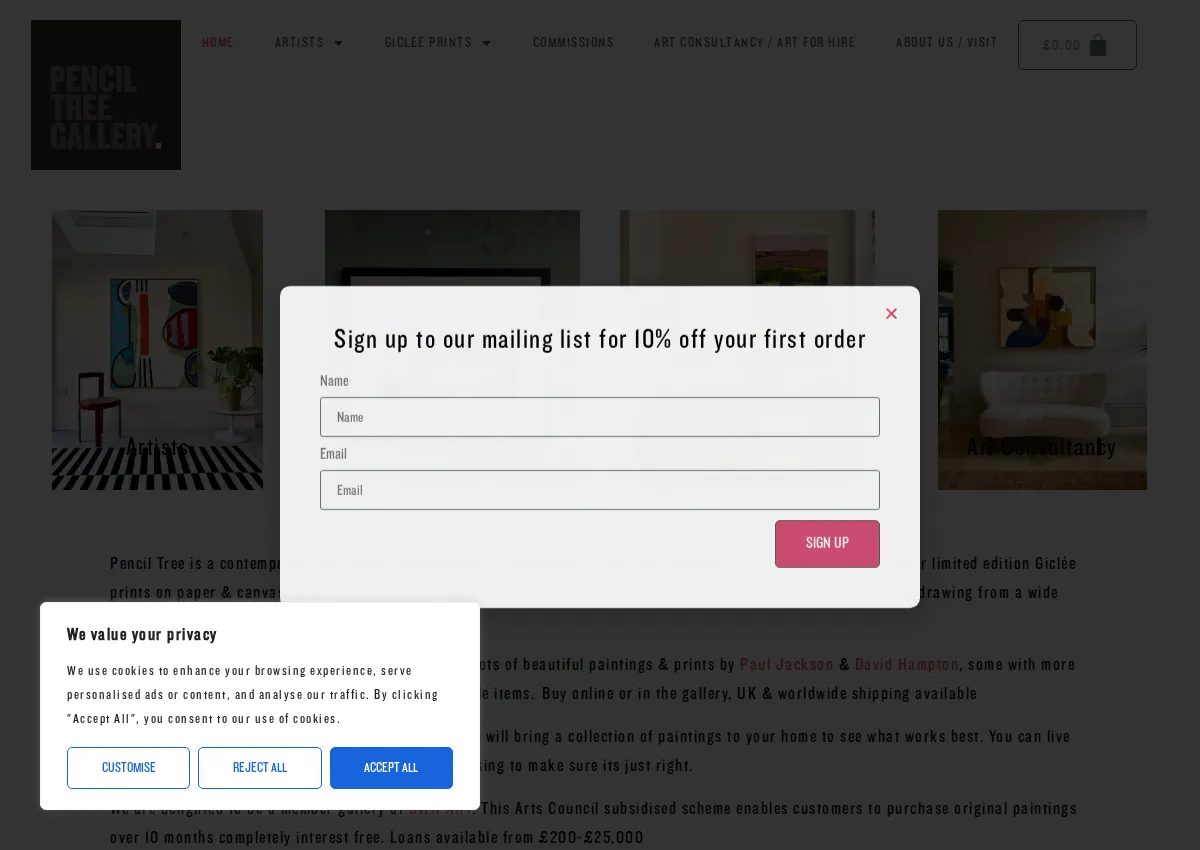 Store homepage