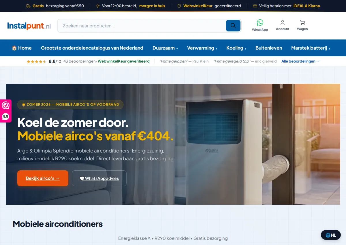 Store homepage