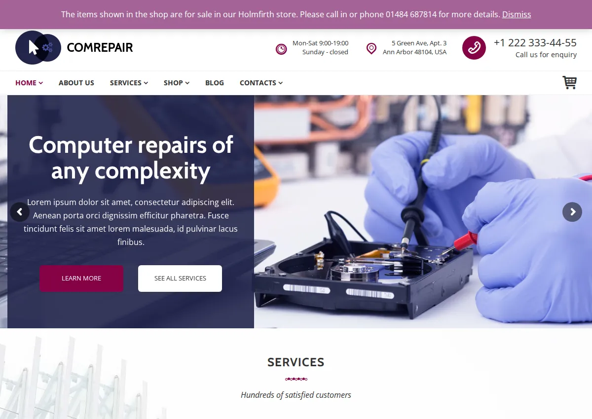 Store homepage