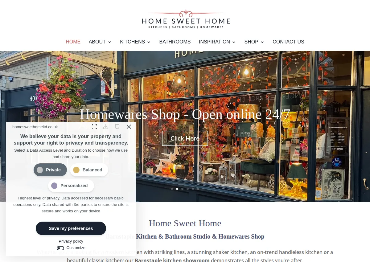 Store homepage