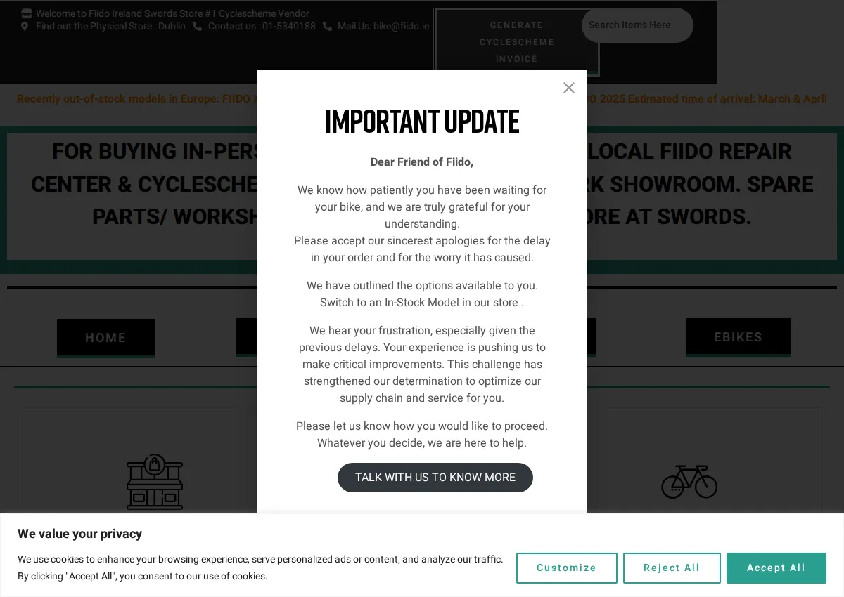 Store homepage