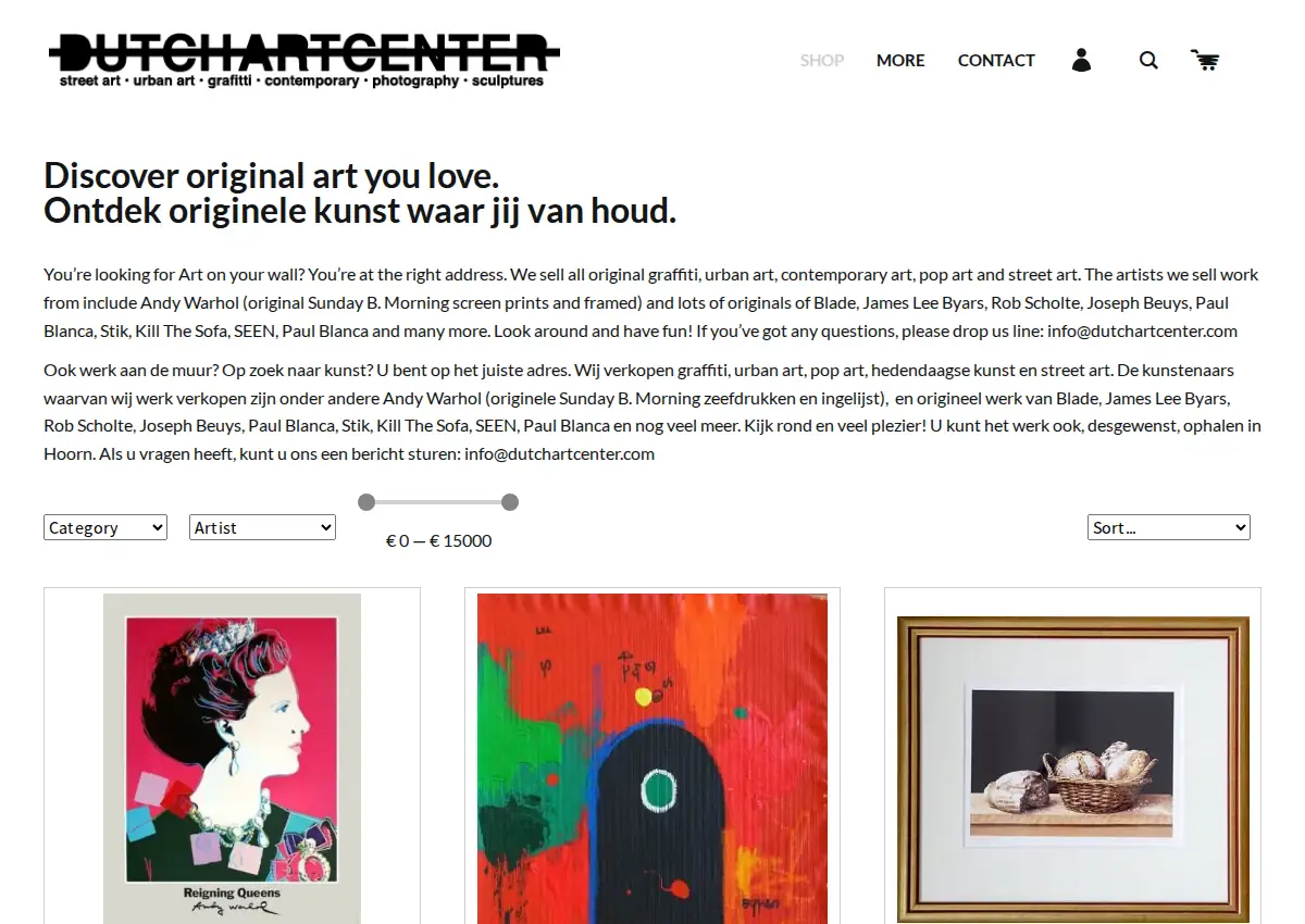 Store homepage