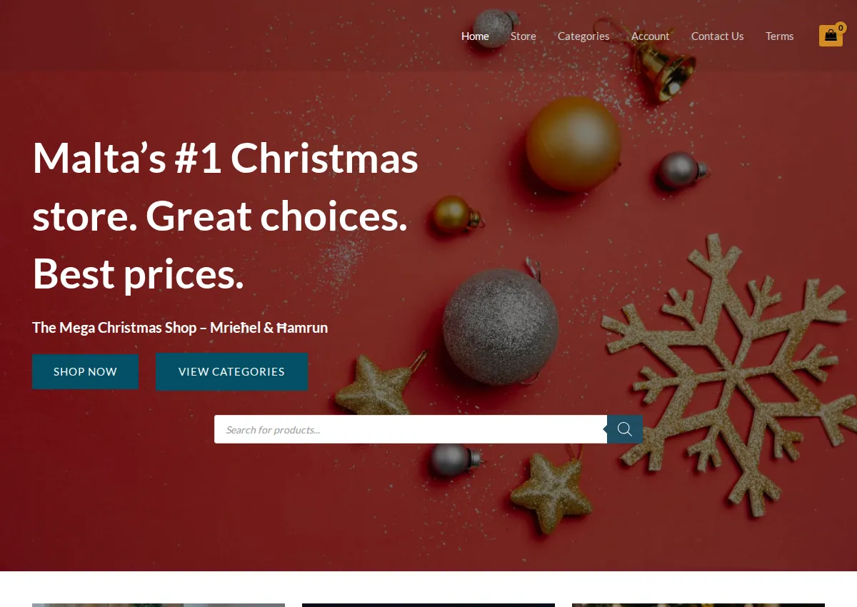 Store homepage
