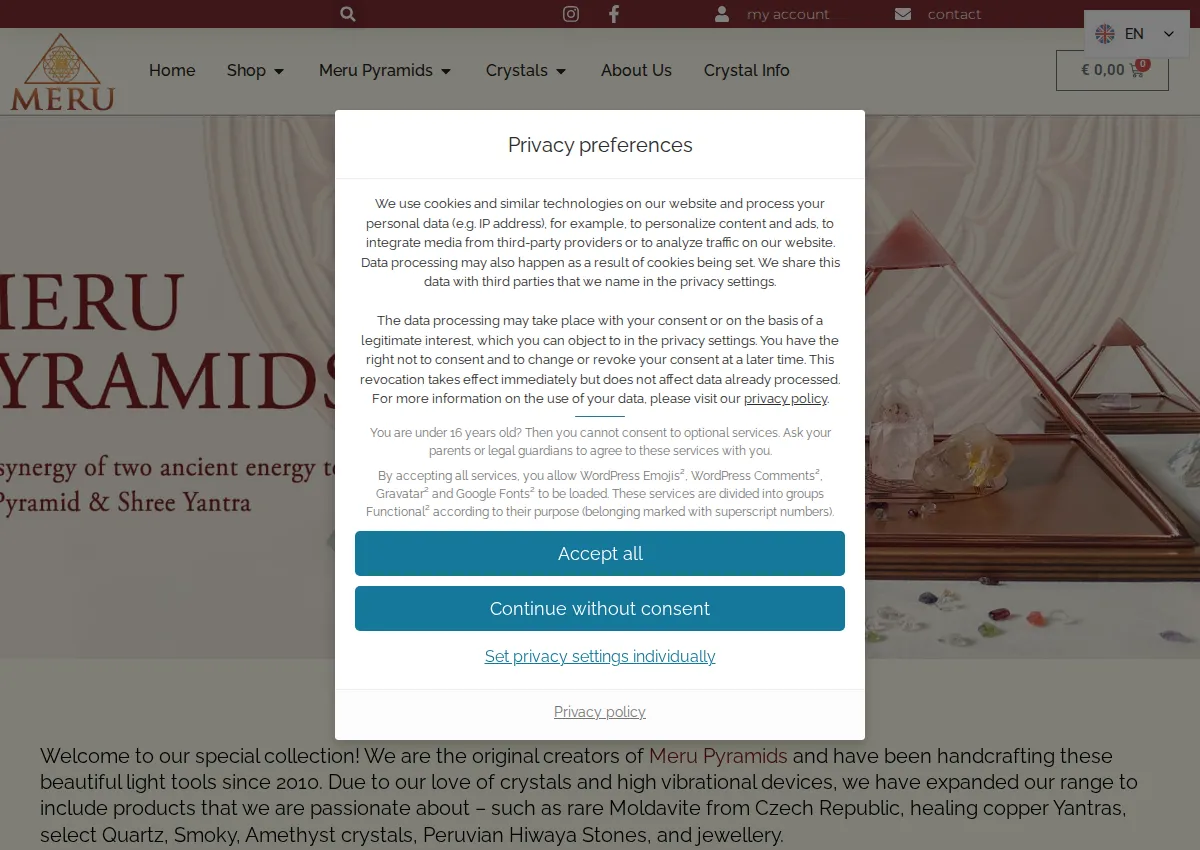 Store homepage