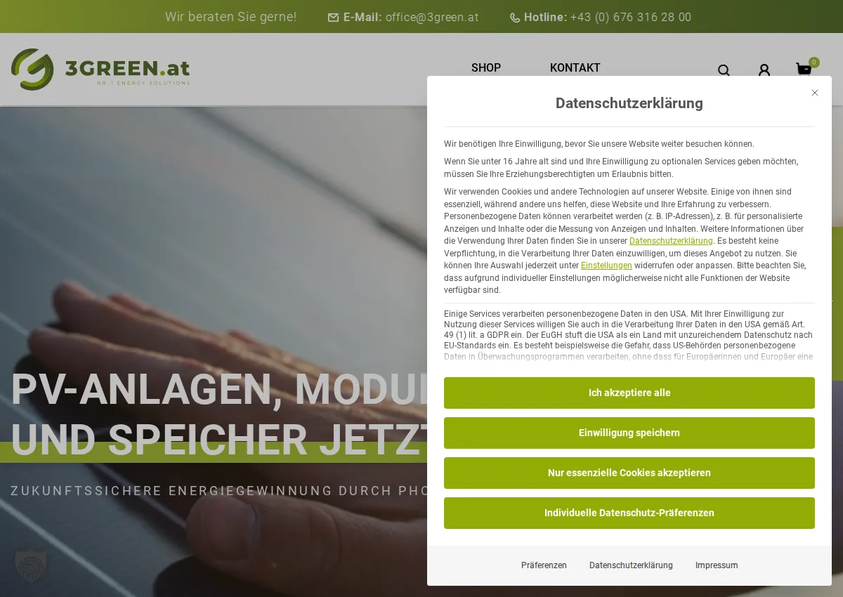 Store homepage