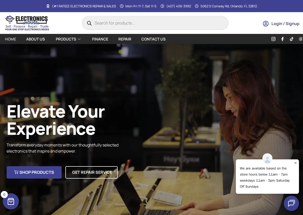 Store homepage