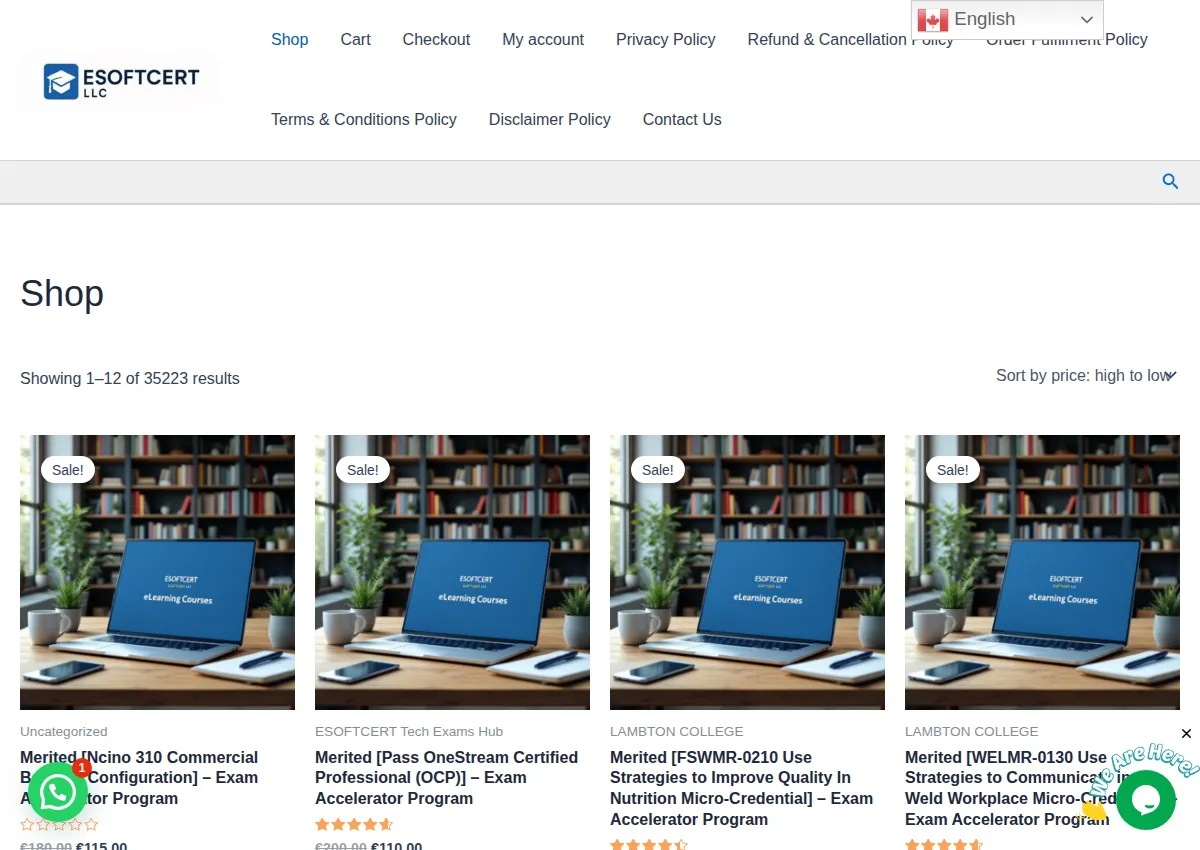 Store homepage