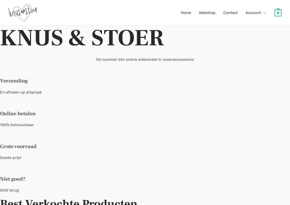 Store homepage