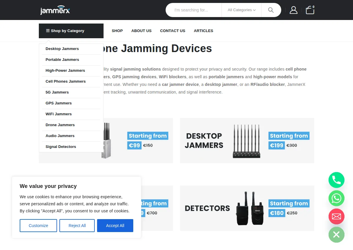 Store homepage
