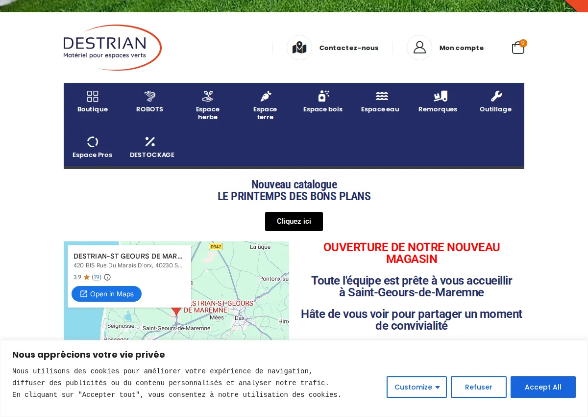 Store homepage