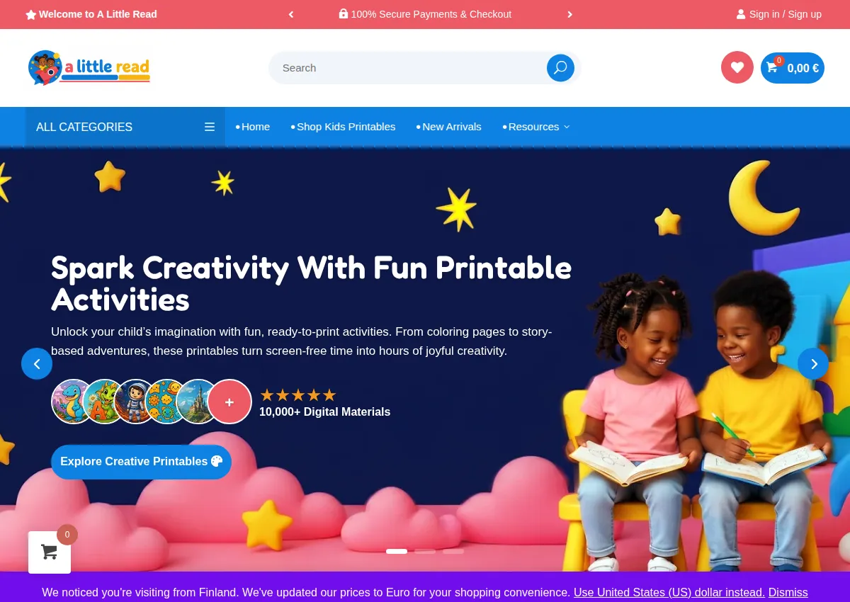 Store homepage