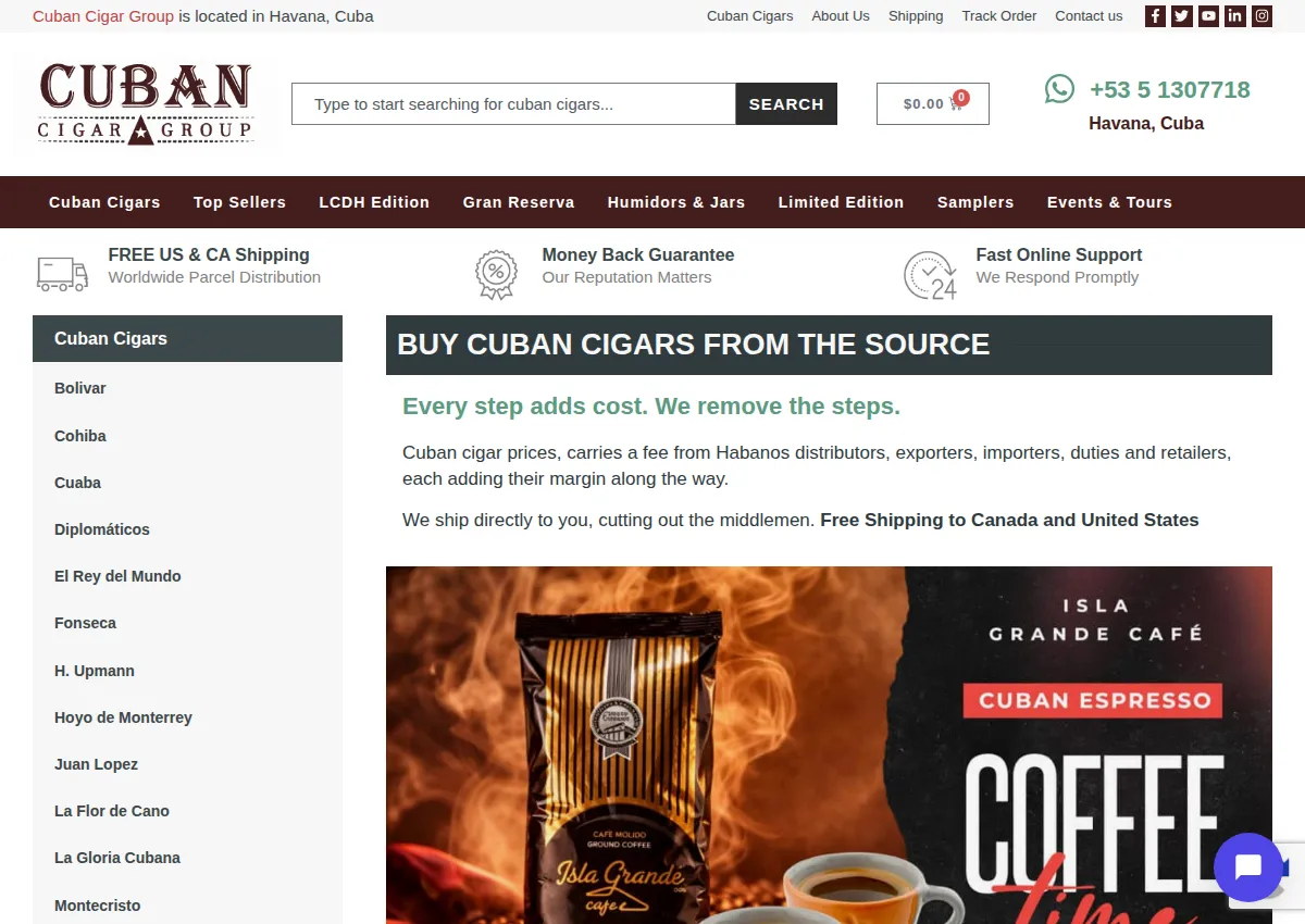 Store homepage