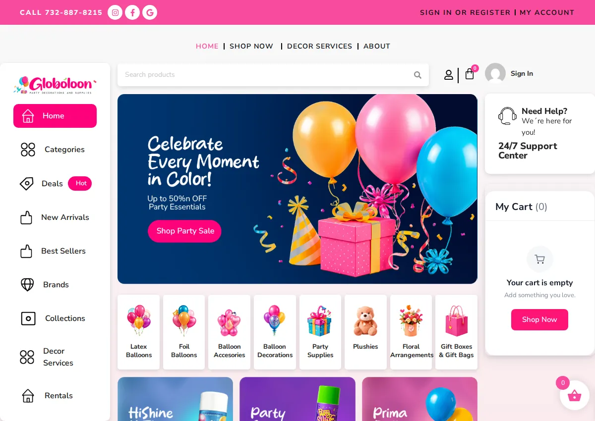 Store homepage
