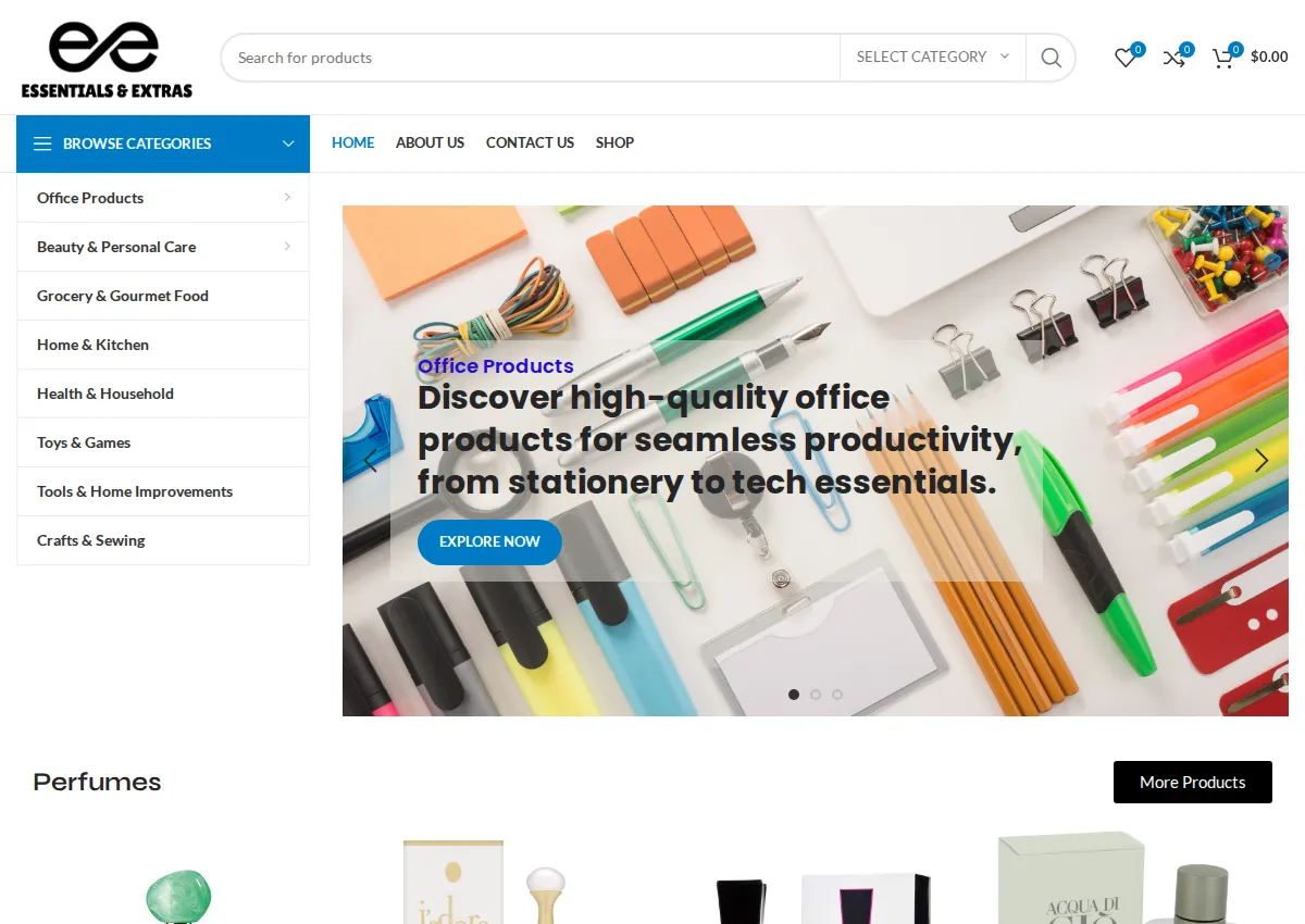 Store homepage
