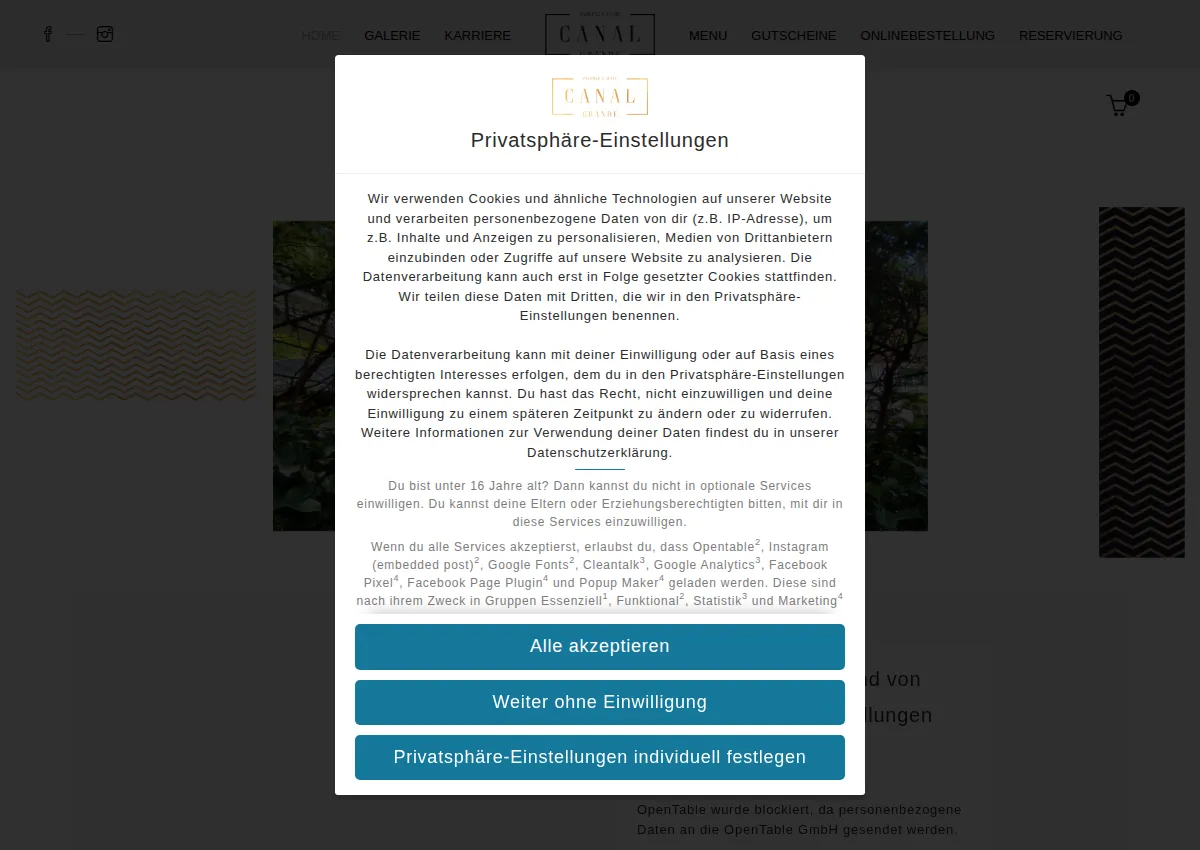 Store homepage