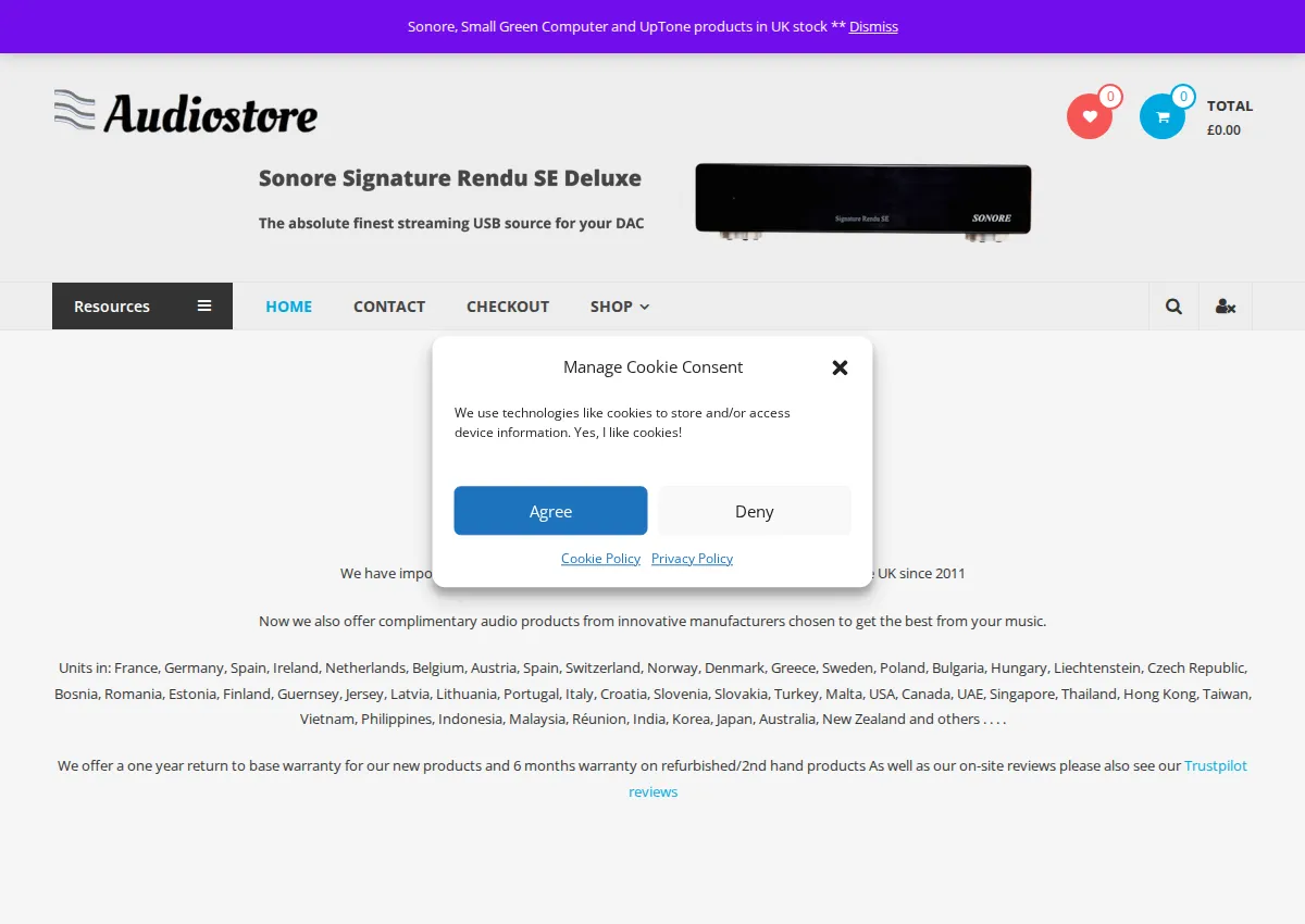 Store homepage