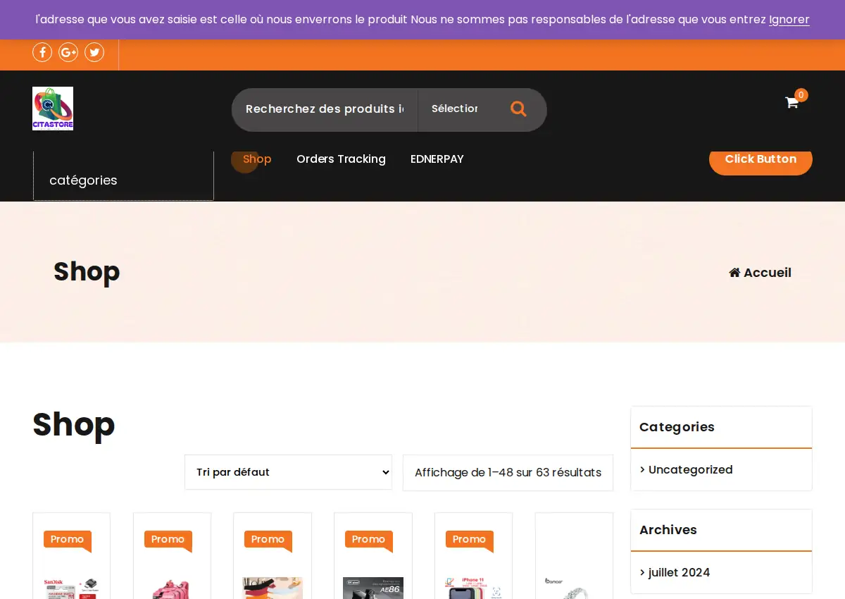 Store homepage