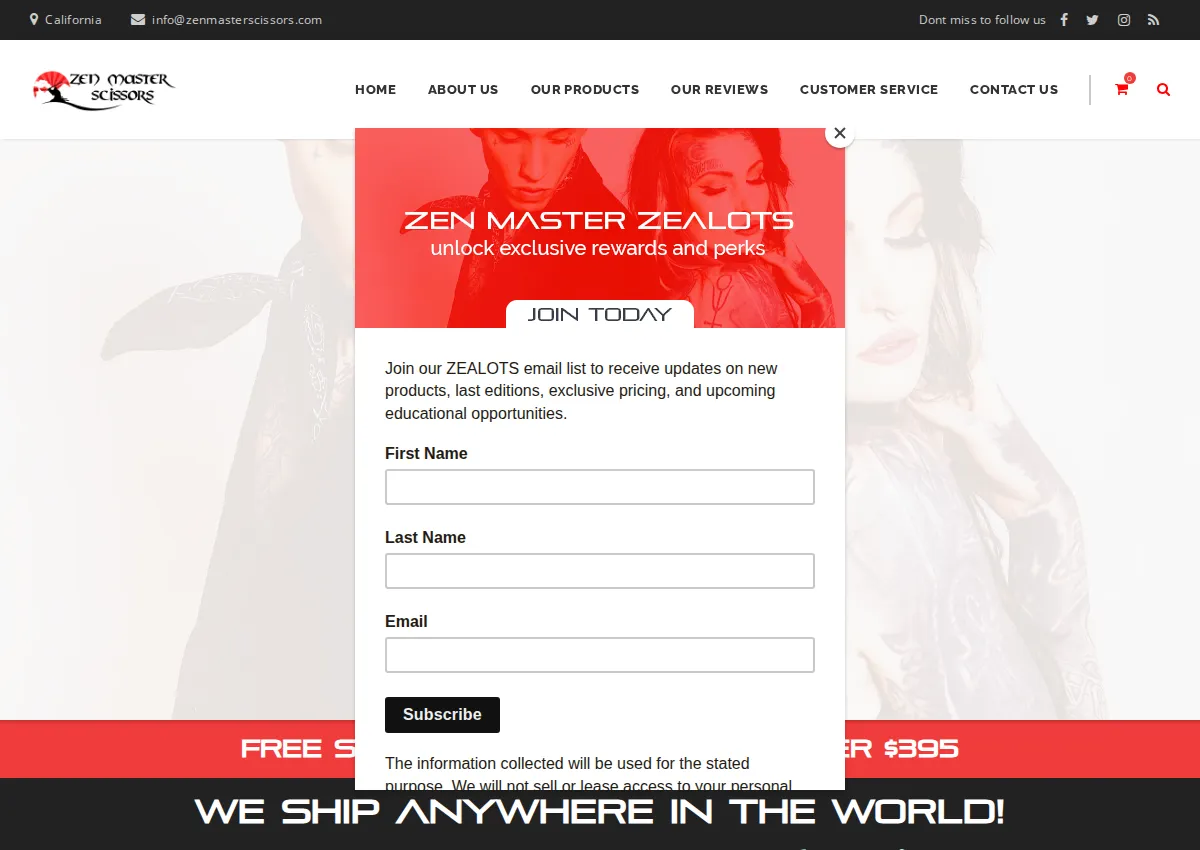 Store homepage