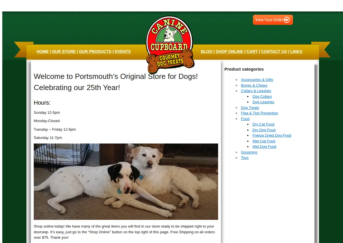 Store homepage