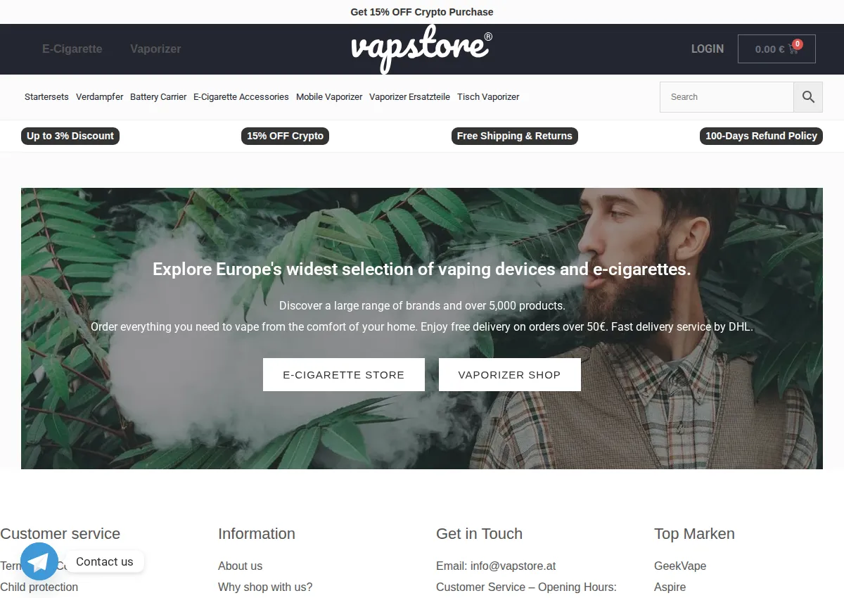 Store homepage