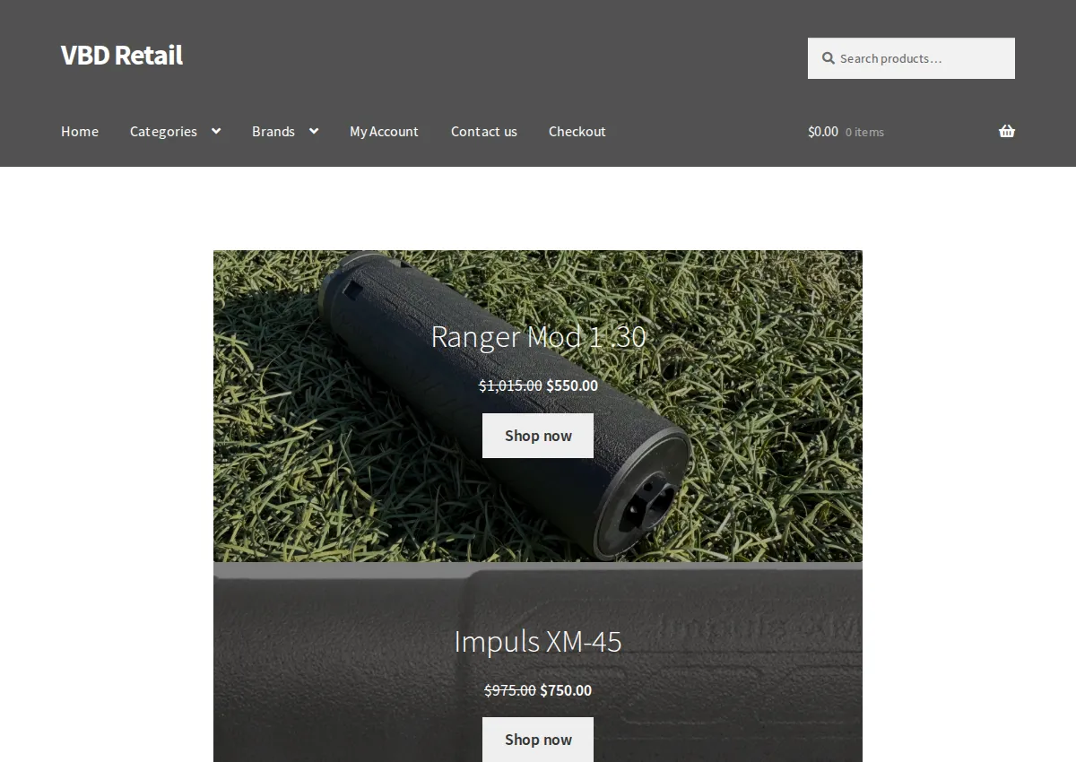 Store homepage