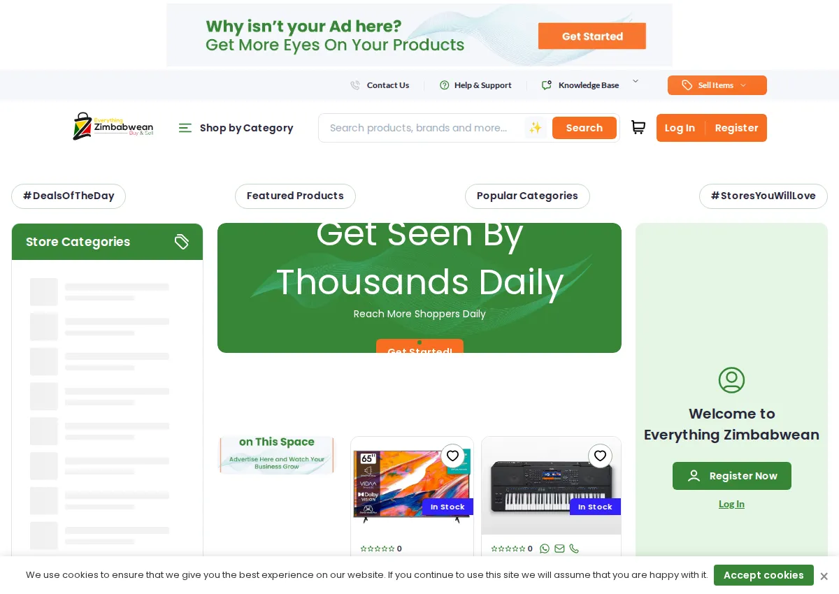 Store homepage