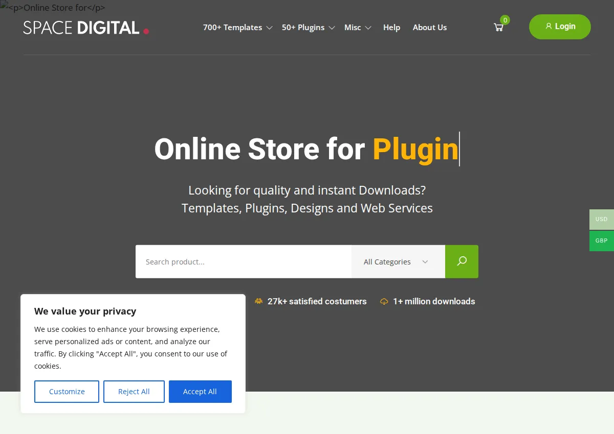 Store homepage