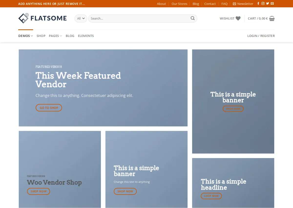 Store homepage