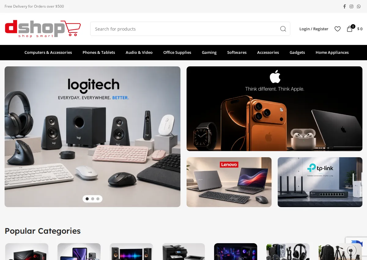 Store homepage