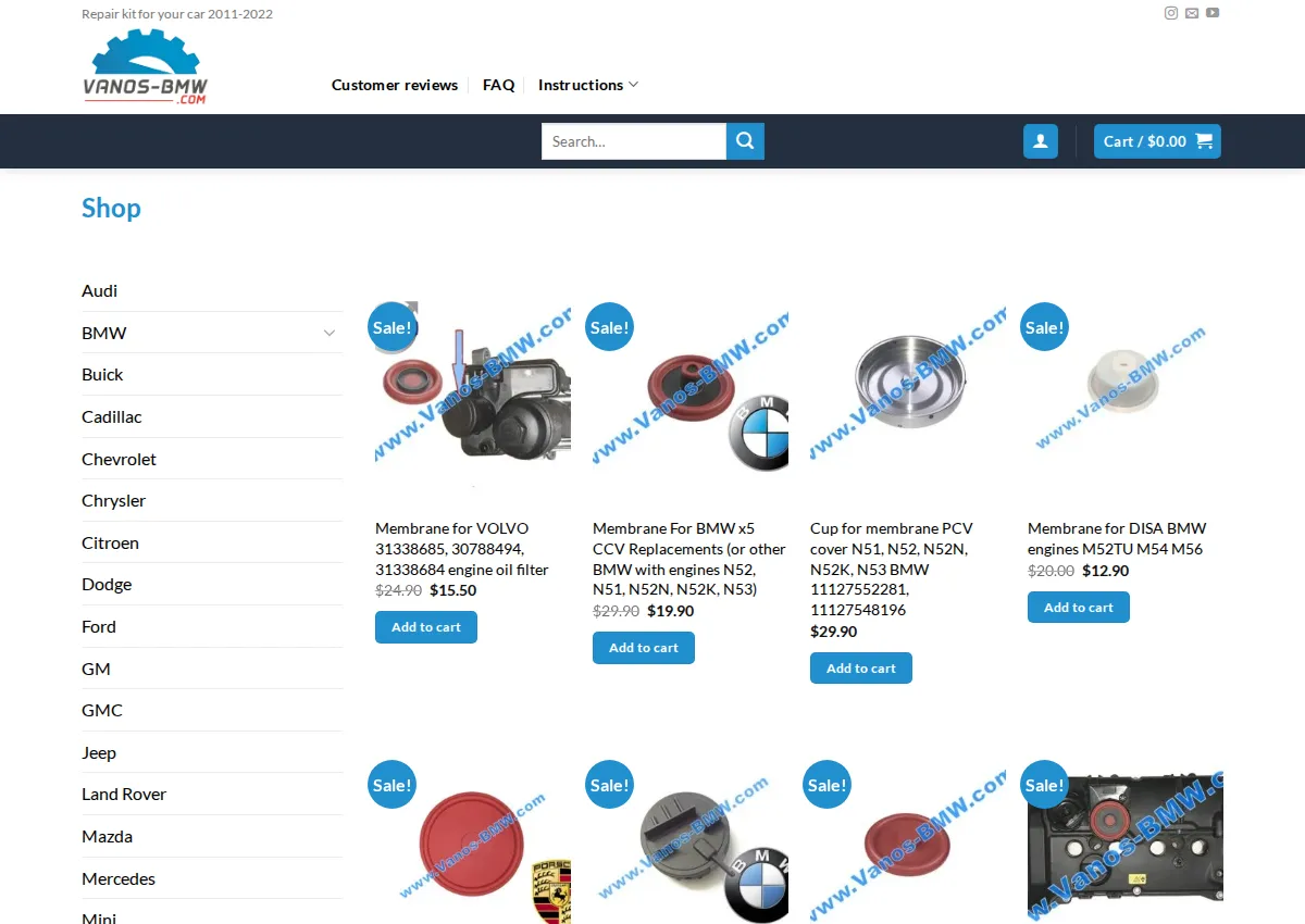Store homepage