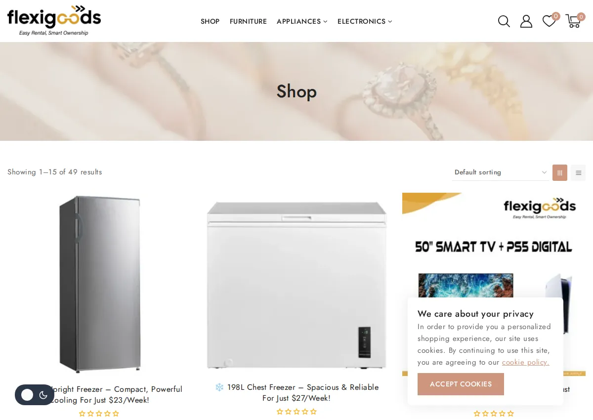 Store homepage
