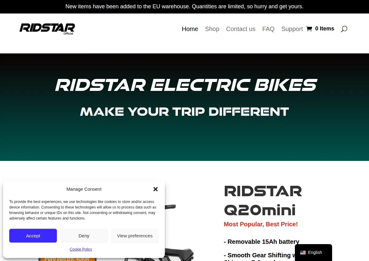 Store homepage